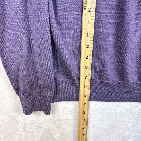 Peter Millar Mens L Purple Merino Wool 1/4 Zip Golf Preppy Pullover Sweater - Picture 5 of 9